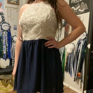 Skater dress with flowered top